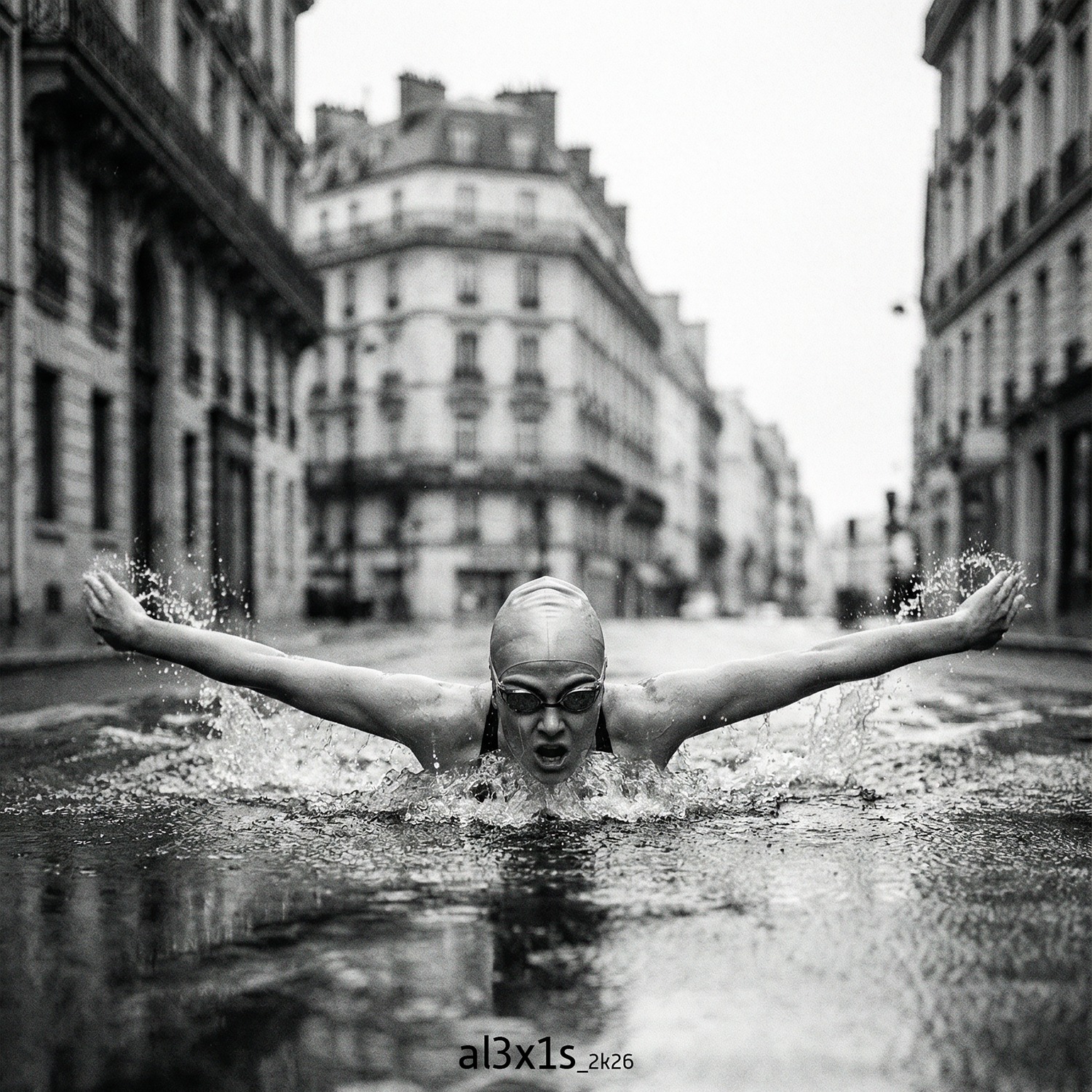 al3x1s — Promptographie N&B #54, série Entre rêves et Réalité, tirage Fine Art édition limitée 1/10